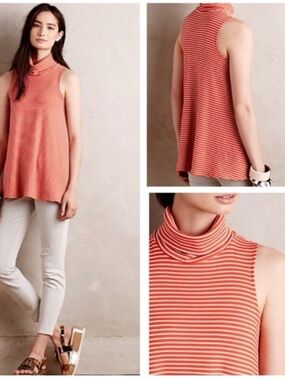 PUELLA Anthropology Striped Turtleneck Sleeveless Top Medium